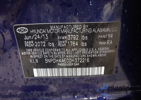 2013 Hyundai Elantra Gls/Limited из США, поврежденный, VIN 5NPDH4AE0DH372216